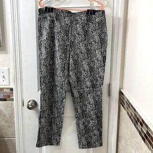 Counterparts dress pants. Black/grey/white pattern, elastic waist band. Size 14